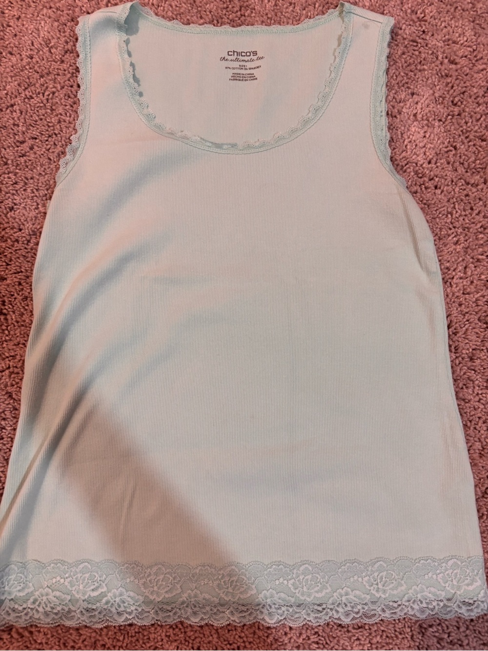 Chico's light blue Lace-Trim Ribbed Camisole